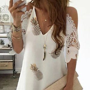Stunning Women's Dresses V-neck Contrast Lace Bohemian Dresses